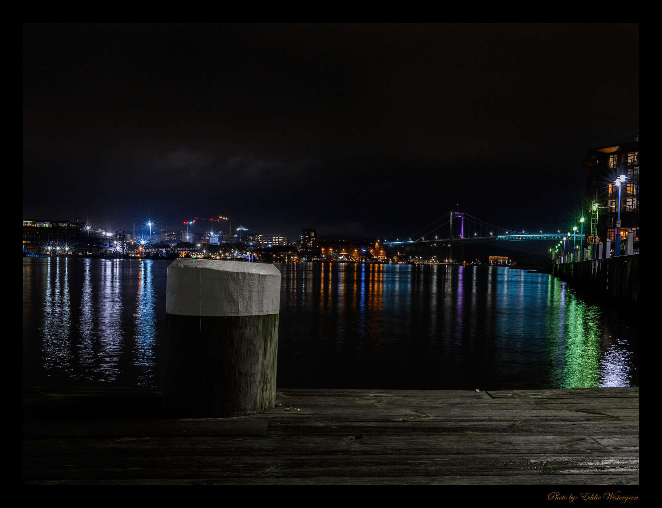 Bollard in Gothenburg by night photo