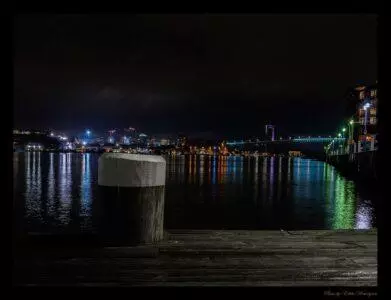 Bollard in Gothenburg by night photo