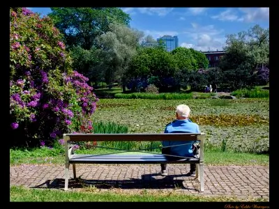 Resting man on bench